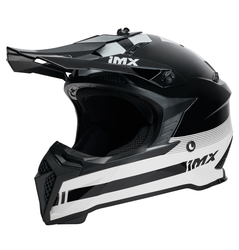 IMX FMX-02 Black/White Gloss kask cross enduro ATV off road