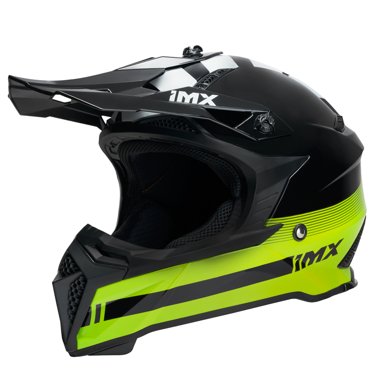 IMX FMX-02 Black/Fluo Yellow/White Gloss kask cross enduro ATV off road