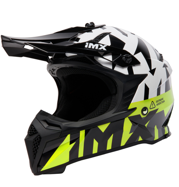 IMX FMX-02 Black/White/Yellow/Metallic Fluo Yellow Gloss Graphic kask cross enduro ATV off road