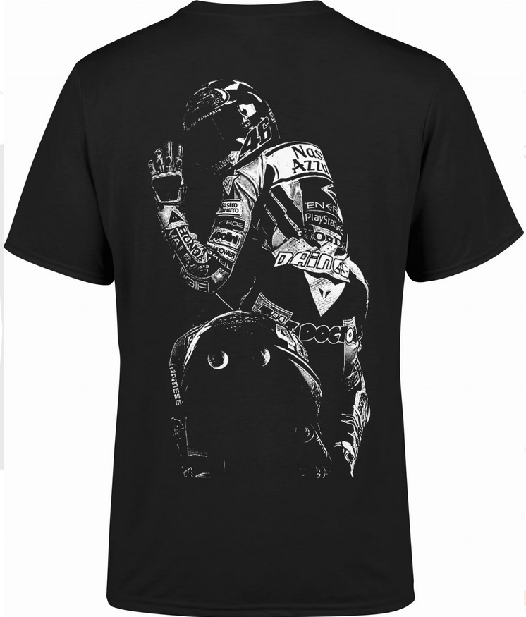 T-shirt męski koszulka motocykl ścigacz nadruk na plecach