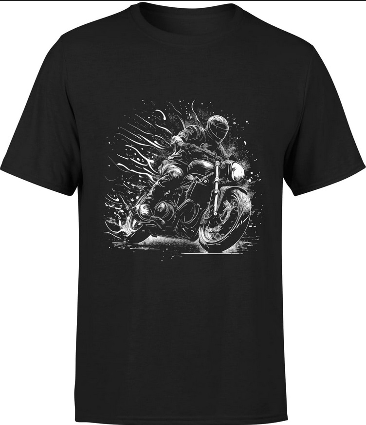 T-shirt męski koszulka motocykl ścigacz nadruk z przodu